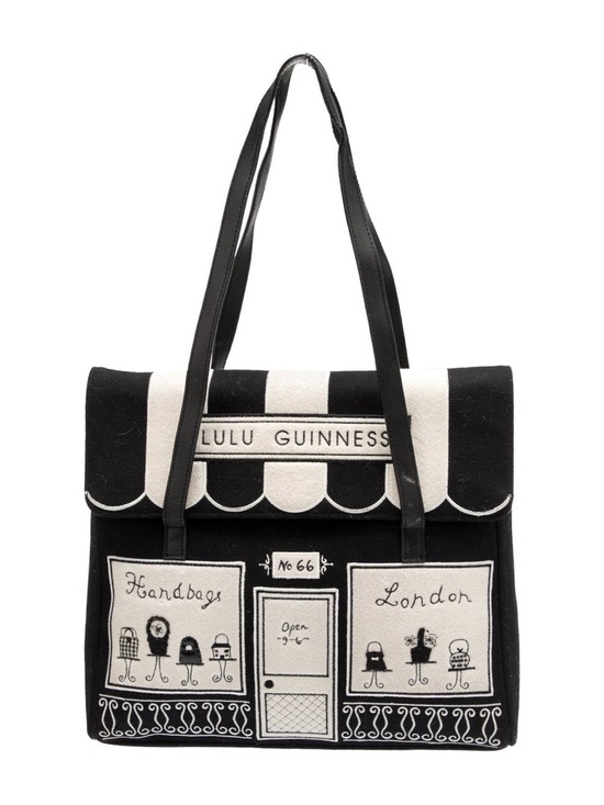 Lulu Guinness Handbags - Lulu Guinness Black and White Shopfront Canvas Tote